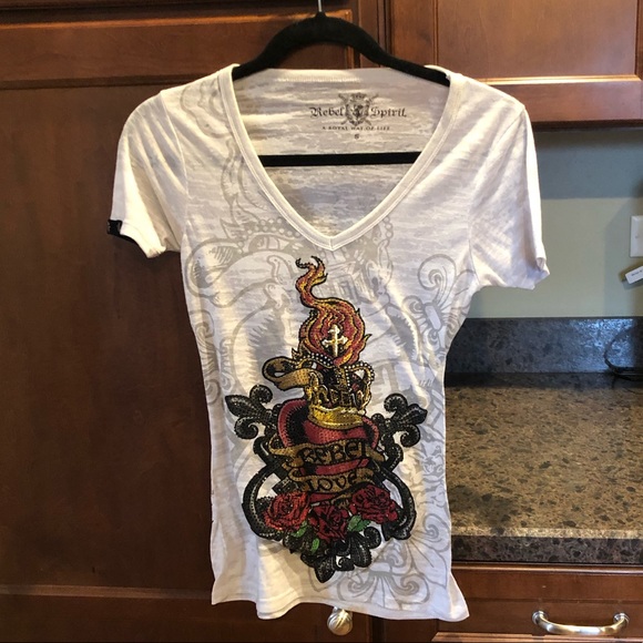 Rebel Spirit Tops - Rebel spirit embellished shirt